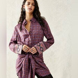 Free People Silky Rillo Long Sleeve Shirtdress ✨